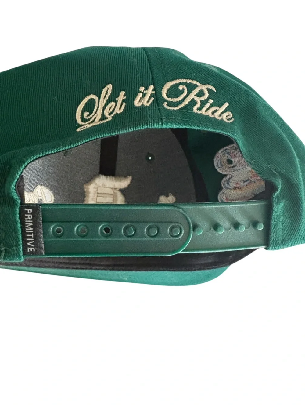 Primitive Green Snapback Cap with Cream Embroidery